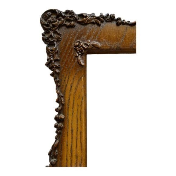 Vintage Handmade-Hand Craved Ornate Brown Wood Picture Frame - Picture 6 of 9